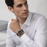 Montre mécanique automatique pour homme, boîtier rond en alliage, bracelet en TPU, affichage à aiguilles, résistance à l'eau 3 bars