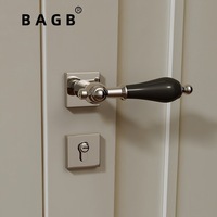 Poignée de porte en céramique vintage française, serrure magnétique dorée silencieuse pour chambre à coucher