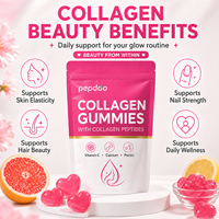 Op maat gemaakte fruit smaak gehydrolyseerde collageen kruiden gummies vitamine C hartvormig veganistisch volwassenen huid haar nagels ondersteuning voedingssupplement