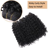 Extensions de cheveux synthétiques tressés bouclés afro crépus, double trame machine, densité 180%, 12 pouces, 3 paquets, noir naturel