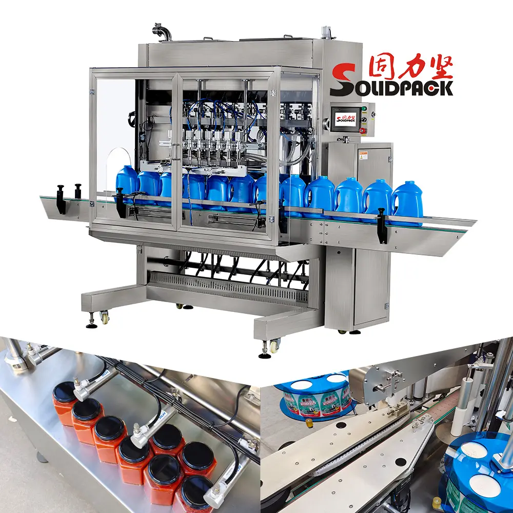 Solidpack servo motor full automatic shampoo laundry detergent liquid soap shower gel filling machine