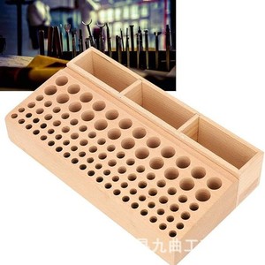Wooden <b>Tool</b> Storage Box With Holes And Compartments Desktop Organizer For <b>Craft</b> <b>Tools</b> - Product Image 1