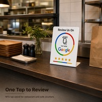 Carte de revue NFC et plaque acrylique avec code QR pour la collecte d'opinions clients des restaurants – Présentoir de comptoir