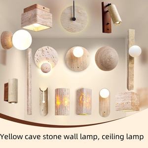 Lampe murale en pierre jaune de style japonais Wabi-Sabi, lustres, lampes suspendues pour la maison, chevet, boutique, hôtel, mur d'arrière-plan - Product Image 6