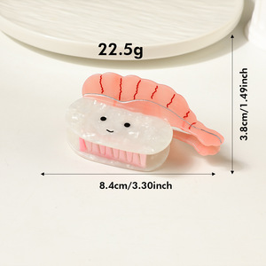 Nouvelle crevette Sushi acétate épingle à cheveux rose doux pince à cheveux dos de la tête épingle à cheveux requin pince coiffure mignon cheveux accessoires - Product Image 4