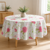 Nappes jetables en plastique PEVA, rondes de 60 pouces, écologiques, motif rose rétro, vente en gros
