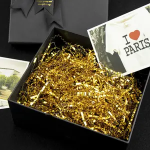 Papel de seda con purpurina metálica para caja de regalo, embalaje de relleno, dorado, bronce, triturado