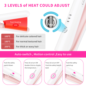 Alisador de pelo inalámbrico portátil 2 en 1, plancha plana de cerámica recargable por USB - Product Image 5