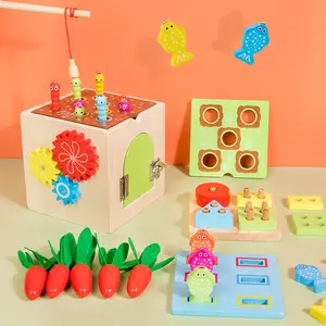 Montessori Early Education Intelligence Box Educational Shape Matching Toy Wooden Pulling Radish Toys For Kids