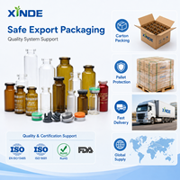 Flacon en verre tubulaire médical personnalisé XINDE de 2 ml, 5 ml, 10 ml, 15 ml, 20 ml, 25 ml, 30 ml