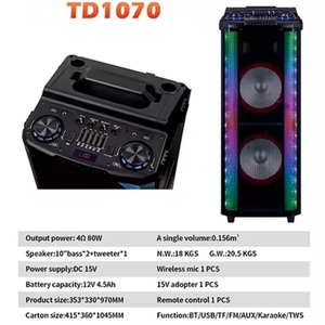Dual 10 pulgadas Kalonka Portable Trolley <span class=keywords><strong>Speaker</strong></span> Outdoor Big Loud Garden Karaoke Altavoces TD1070 - Product Image 2