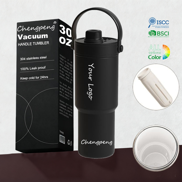 Custom Logo Double Wall Vacuum Insulated Flip Top Tumbler 30oz 40oz Outdoor Mugs Stainless Steel Hot Water Bottle with Straw Lid