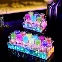 Richshining Nouveau Design Plateau Lumineux LED 12 Trous Effet Étoilé, Présentoir à Bouteilles LED Rêveur pour Bar, Mariage, Fête