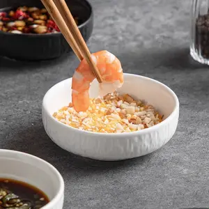 Japandi Style 3.5 Inch Ceramic Dipping Bowls 3 oz Small Sauce Ketchup Dish White Ceramic Soy Sauce Dishes for Sushi Restaurant