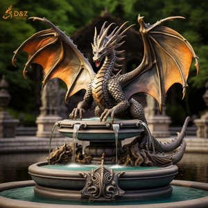 Giardino esterno decorare mitologia romana arte metallo drago scultura grande bronzo medievale statua del drago cascata fontana di acqua - Product Image 3