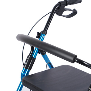 Qinda <b>Rollator</b> Walker Blue 4-Wheel Foldable With Seat And Basket For Elderly Mobility Aid - Product Image 2