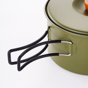 Wholesale Custom Foldable Handle Stainless Steel <b>Camping</b> Cookware Set Pots and Pans - Product Image 3