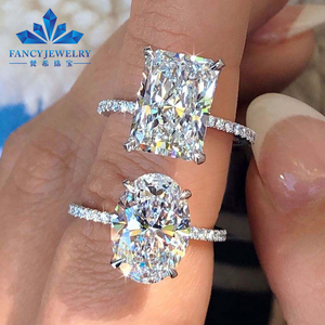 Оптовые кольца с бриллиантами 10К, 14К, 18К VVS VS1, обручальные, женские, выращенные в лаборатории, с сертификатом IGI, огранка «радиант» и «овал», золотое ювелирное изделие - Product Image 1