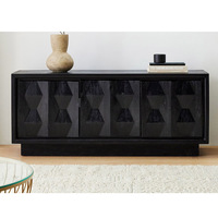 Meuble TV 3 portes en bois massif noir sculpté de haute qualité, meuble de salon, console multimédia