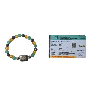 Bracelet Zibu Wealth avec cristaux certifiés de pyrite, aventurine verte et citrine 8 mm - Product Image 2