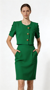 Elegante Conjunto de Traje Formal de 2 Piezas <span class=keywords><strong>para</strong></span> Oficina, Falda Ajustada y Top de Cuello Redondo de <span class=keywords><strong>Manga</strong></span> <span class=keywords><strong>Corta</strong></span> - Product Image 4