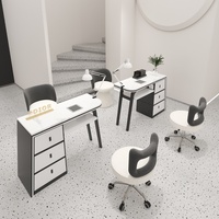 Chaise de table manucure style crème avec prise d'aspirateur de bureau en marbre chic pour salon salon