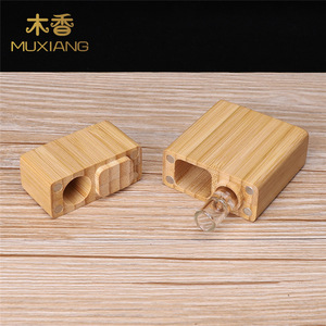 Muxiang Bamboo Cigarette Case Rectangular Portable Wood Dugout With Glass Tube - Product Image 5