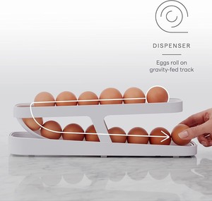NOUVEAU Porte-oeufs de réfrigérateur à action automatique Distributeur de porte-oeufs roulant à double couche 18 pcs stockage d'oeufs en acrylique - Product Image 3