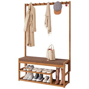 This is a multi-layered, floor-standing shoe <b>rack</b>/<b>clothes</b> <b>rack</b> suitable for home use, bedrooms, and entryways. It includes a - Product Image 4