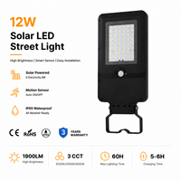 Lampadaire solaire 12W 1900lm LED avec 3 températures de couleur réglables, étanche IP65