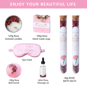 LANJO - Cesta de Regalo de Spa para el Hogar, Personalizada y Hecha a Mano, con Frascos de Vidrio, Sales de Baño, Aceites Esenciales y Velas Aromáticas, para el Cuidado Personal de la Mujer - Product Image 5