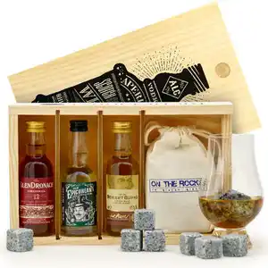 Bán buôn giá thấp ly rượu Whisky Đá Bộ Quà Tặng Hộp rượu trong gỗ thân thiện với môi gỗ Hộp bao bì quà tặng sang trọng & thủ công