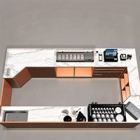 Comptoir de café personnalisé, moderne et élégant, avec éclairage LED, vitrine en verre, présentoir pour café