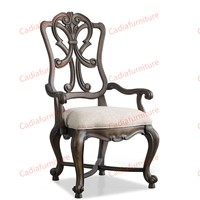 Meubles de salle à manger de couleur marron américain, table de salle à manger rectangulaire antique avec 8 chaises
