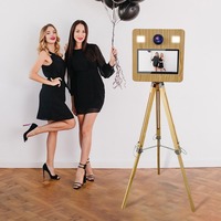 15,6 pulgadas Touchs Creen caja de madera Vintage Shell Photo Booth Machine Wedding Club Party Selfie Dslr Camera Cabina de fotos de madera