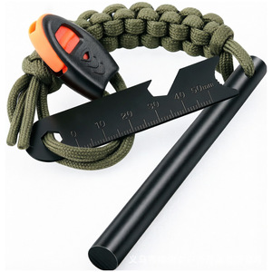 Outdoor <b>Survival</b> Paracord <b>Bracelet</b> With Fire Starter And Whistle 7-Core Nylon Multi-Color 10 In Length Durable Tool - Product Image 3