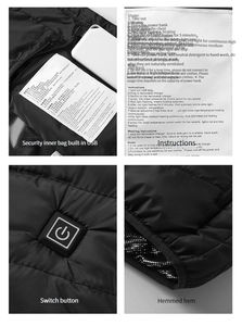 Gilet chauffant USB pour hommes (jusqu'à 4XL) - 11 zones <span class=keywords><strong>de</strong></span> chauffage infrarouge, gilet d'hiver électrique pour le sport et la randonnée - Product Image 6