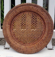 Assiette chargeur jonc de mer ensemble d'assiettes en bambou décoration de mariage chargeurs tissés en plastique napperon en bois africain en gros
