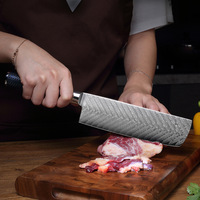 Couteau de Chef Forgé en Acier Damas VG10 de 7 Pouces, Compatible Lave-Vaisselle, Manche Nid d'Abeille Personnalisé, Couteau de Cuisine pour Usage Domestique, Vente en Gros