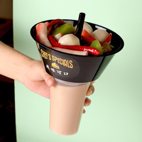 Hete Vulling Pp Fles Bubble Boba Thee Split Cup Met Deksel Wegwerp Snackbak Salade Fruit Lade Delen Cup Plastic Beker Met Dienblad Deksel