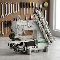 Machine à coudre industrielle automatique 3-en-1 ST-008-17048P/VSQ pour ceintures, bandes élastiques plissées et denim léger
