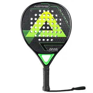 桨球拍轻型3k绿色桨球拍Padel | 沙滩网球拍，带碳纤维框架和白色软EVA核心