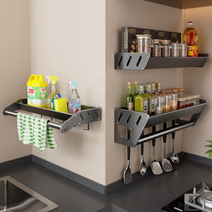 Estante de almacenamiento de aluminio de 4 niveles multifuncional para especias de cocina con soporte para utensilios para baño, balcón y lavadora - Product Image 1