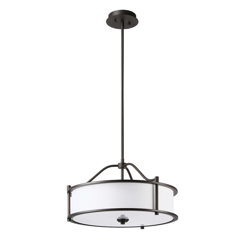 US Instock Decorative Living Room White Fabric Shade Dark Bronze Iron Pendant Ceiling Lights Pendant Modern Hanging