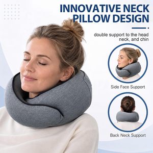 High Quality U-Shape Memory Foam Cooling Travel <b>Pillow</b> Sun Hood Customizable Logo Cationic Fabric Convenient Neck Massage - Product Image 6