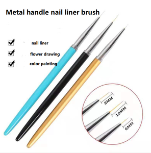 Juego de 3 pinceles delineadores de uñas con mango de plástico brillante de 3 colores, estilo Kolinsky, para gel acrílico, marca privada - Product Image 4