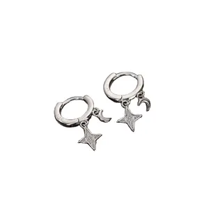 厂家批发925银星月亮锆石箍耳环女式时尚饰品