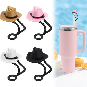 Customized 100% BPA-Free Silicone Straw Topper Caps Cute Hat Design for Reusable Straws <strong>Beverage</strong> <strong>Serving</strong> <strong>Sets</strong> - Product Image 1