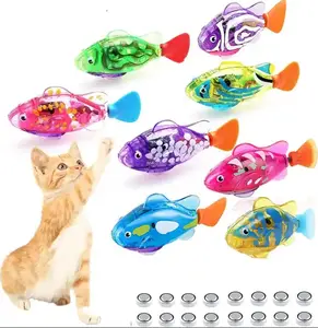 Activé Nager dans l'eau avec lumière LED Robot interactif Poisson Jouets pour Chat Smart Magical natation poisson jouets