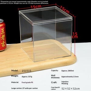 Boîte de présentation carrée transparente en acrylique de qualité alimentaire, couvercle de 15 cm, boîte de rangement, boîte à bonbons pour mariage, boîte cadeau, personnalisable - Product Image 6